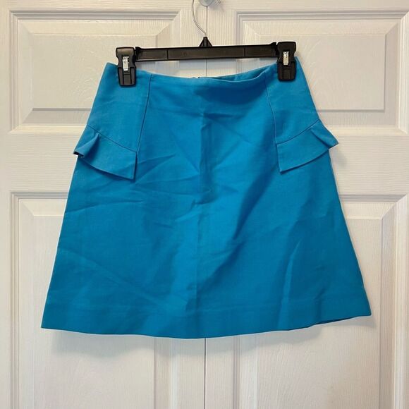Sandro Size Small / 1 Oro Ruffled A-line Mini Skirt In Solid Blue - Picture 4 of 10
